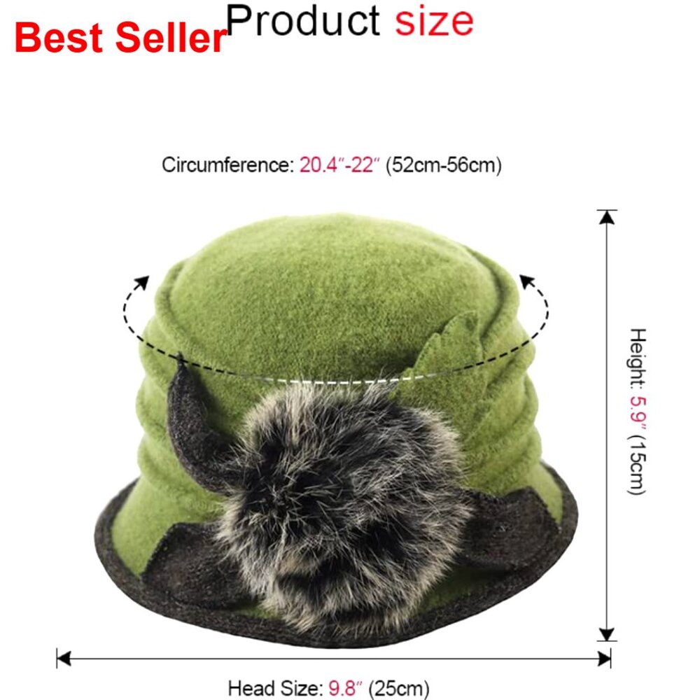 100% Wool Vintage Winter Beret Bucket Hat - Picture 3 of 7